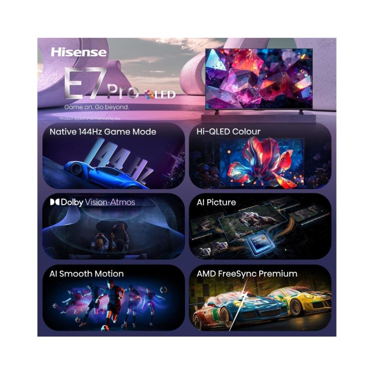 Hisense 65E7STUK PRO 65 Inch 4K Ultra HD Smart TV – Dolby Vision HDR10+ Quantum Dot Google TV Freeview Play
