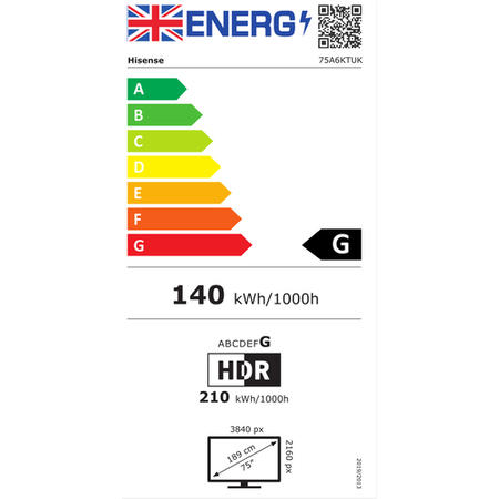 Hisense A6K 75 inch Smart 4K Ultra HD LED TV