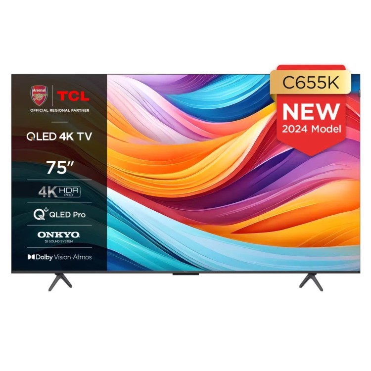 TCL 75C655K 75-Inch 4K QLED Smart TV  Dolby Vision HDR10+ & Google TV