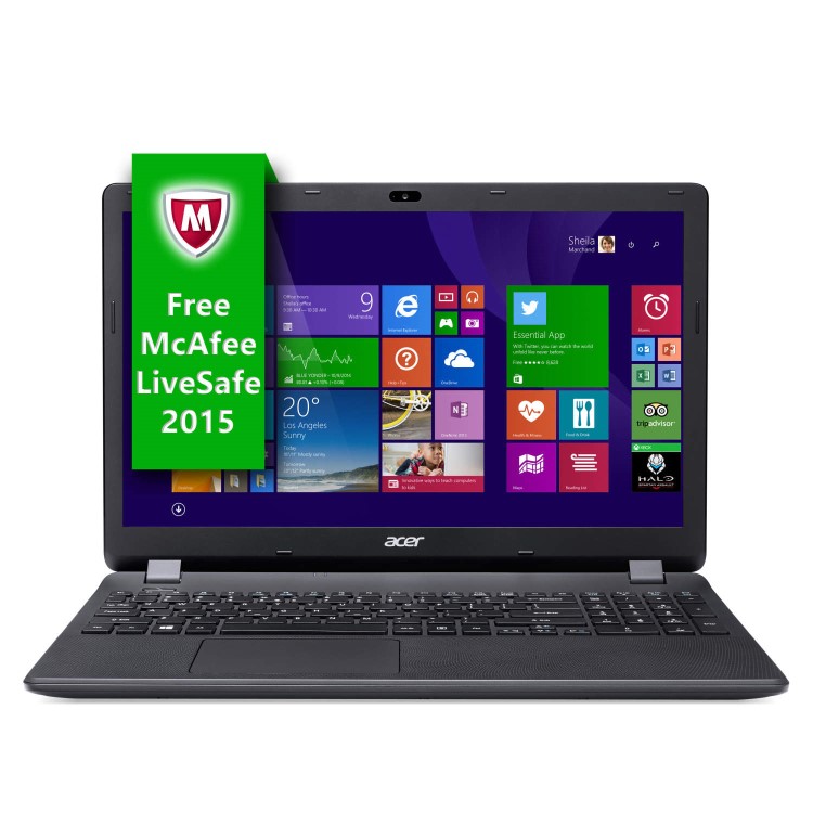 GRADE A1 - As new but box opened - Acer Aspire ES1-512 Celeron N2840 2.16GHz 4GB 1TB DVDSM 15.6" Windows 8.1 Laptop - 12 Months FREE McAfee LiveSafe Internet Security
