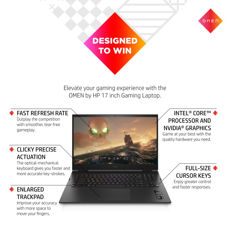 HP OMEN 17  Intel Core i7 16GB 1TB RTX 4070 165Hz QHD 17.3 Inch Windows 11 Gaming Laptop