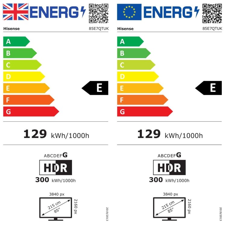 Hisense E7QTUK 85 inch Smart 4K Ultra HD QLED TV