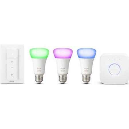 GRADE A1 - Philips Hue White & Colour Ambience E27 Smart Bulb Starter Kit - works with Alexa & Google Assistant