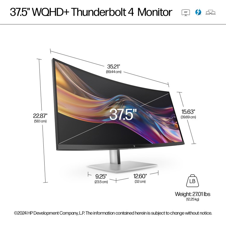 HP Series 7 Pro 738pu 38" IPS WQHD+ Thunderbolt 4 Curved Monitor