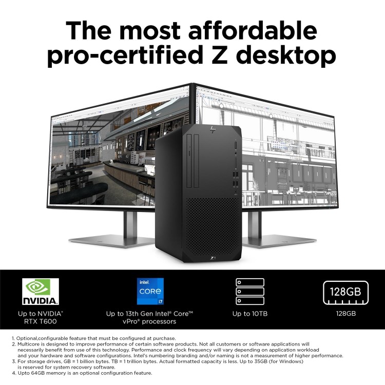 Z1 G9 Tower Desktop PC, Windows 11 Pro, Intel Core™ i7, 16GB RAM, 512GB SSD, NVIDIA GeForce RTX™ 3060