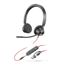 8X221AA HP Poly Blackwire 3325 Stereo USB-C Headset +3.5mm Plug +USB-C/A Adapter