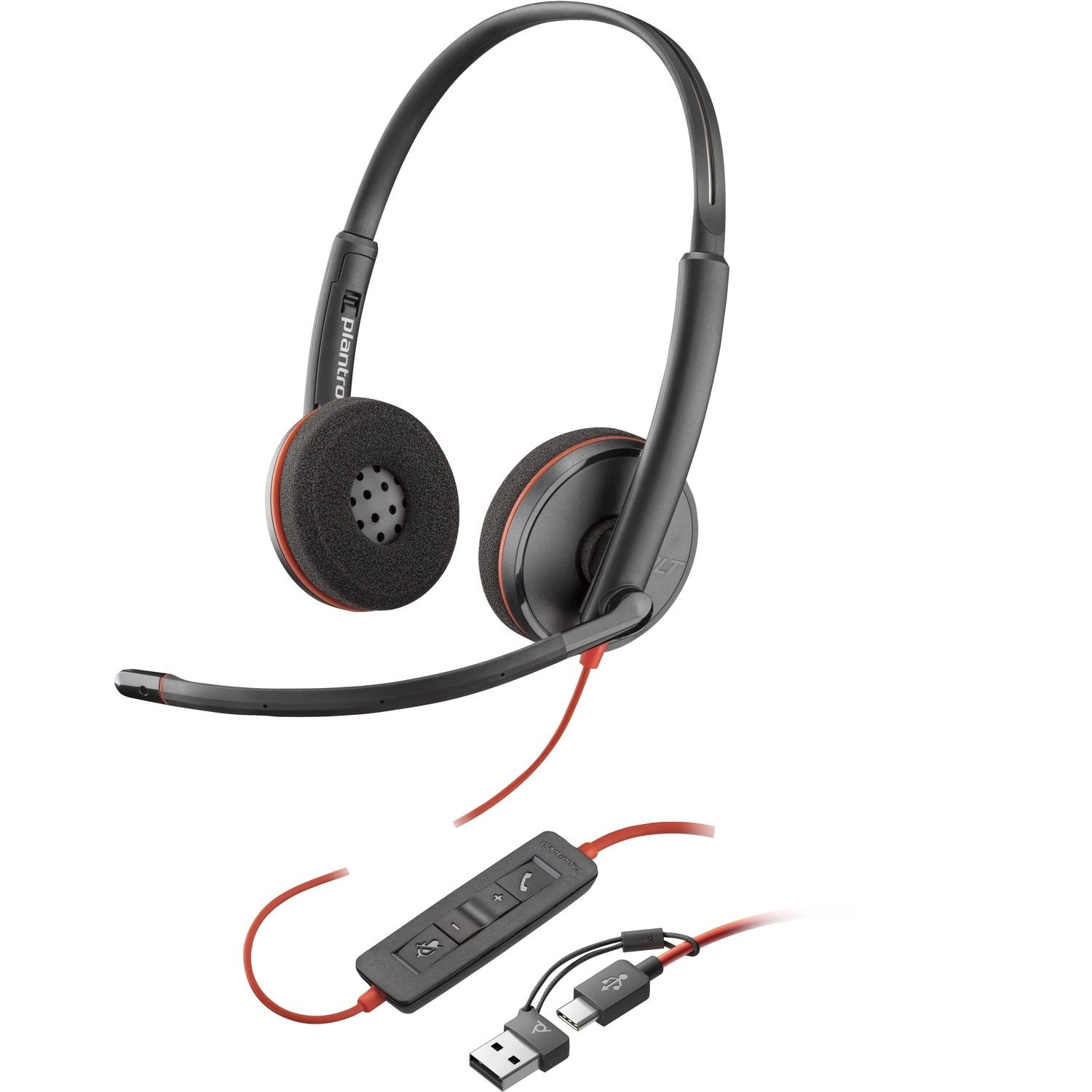 HP Poly Blackwire C3220 USB-C Stereo Headset with USB Adaptor