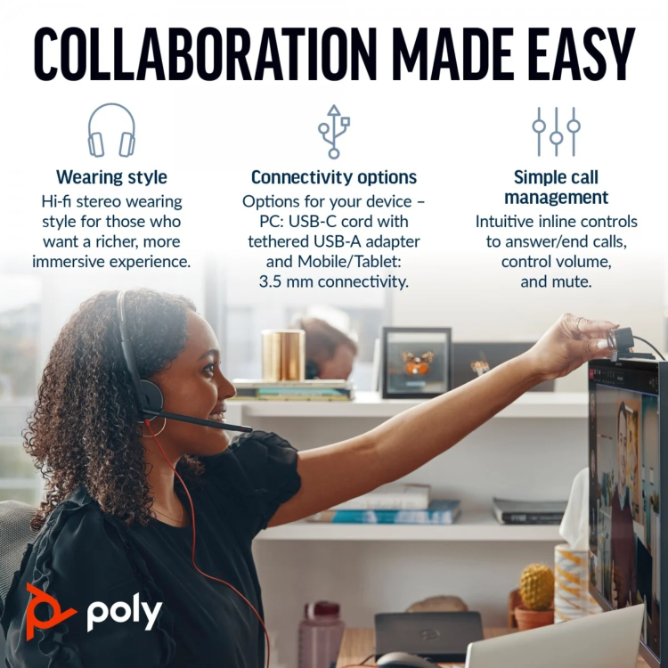 Poly Blackwire 3225 Wired Headset