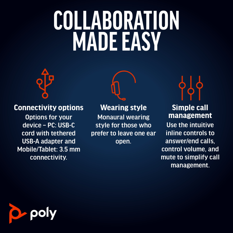 Poly Blackwire 5210 Wired Headset