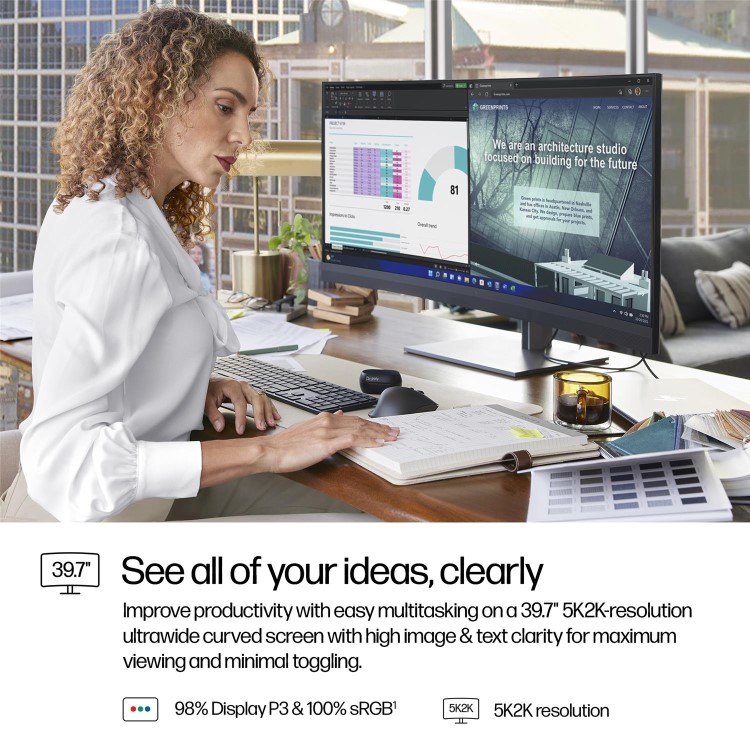 HP Series 7 Pro 39.7" IPS 5K WUHD Conferencing Curved Monitor