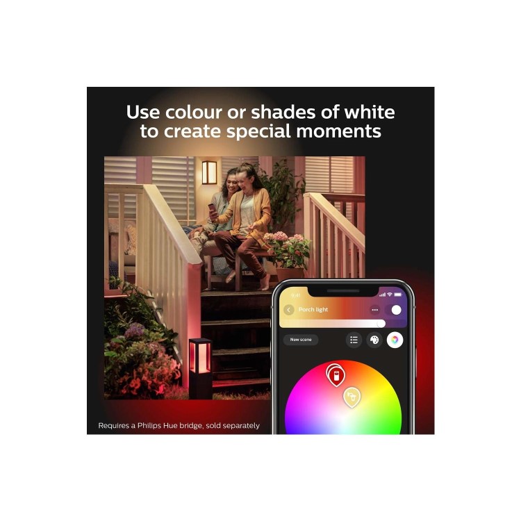 GRADE A3 - Philips Hue Outdoor Impress Wall Lantern Black - Slim