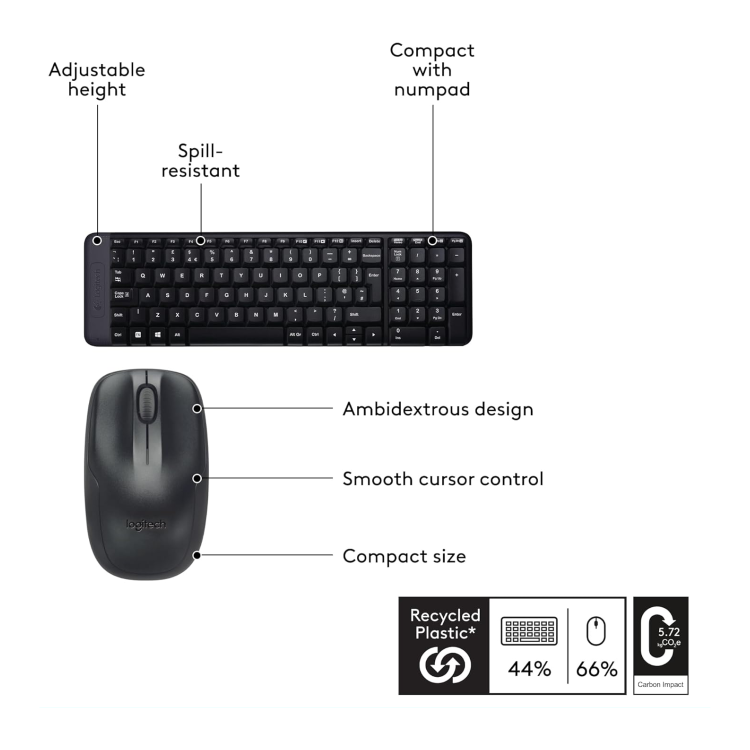 Logitech MK220 Wireless Keyboard and Mouse Combo Black