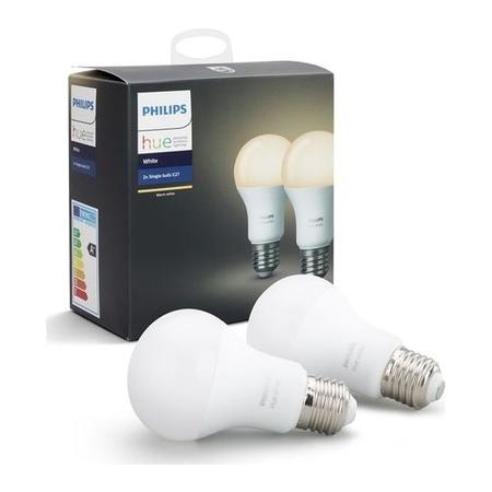 GRADE A1 - Philips Hue White Smart LED Bulb E27 Fitting - 2 Pack - works with Alexa & Google Assistant