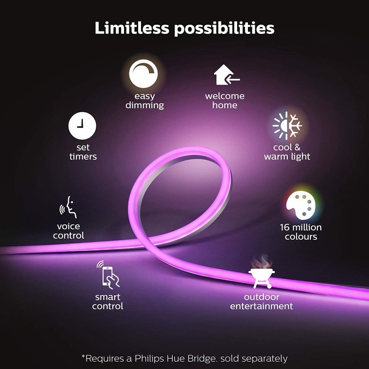 Philips Hue Outdoor Lightstrip Bluetooth 2M - works with iOS & Android