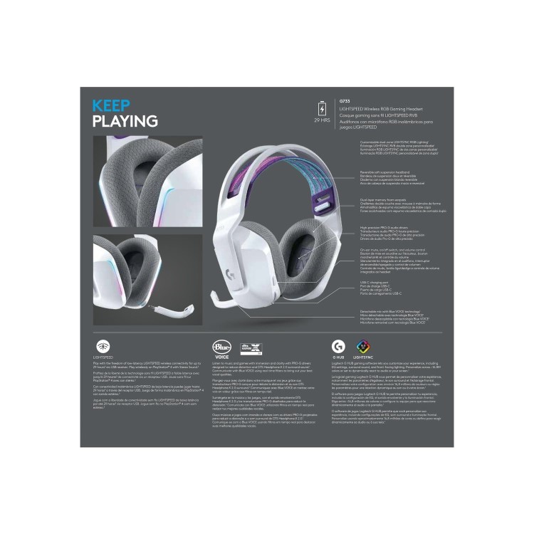 Logitech G733 LIGHTSPEED Wireless Gaming Headset - White