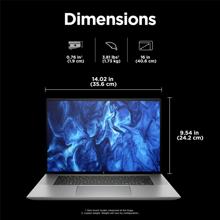 ZBook Studio 16 inch G11 Mobile Workstation PC  - Data Science, 16", Windows 11 Pro, Intel Core™ Ultra 7, 32GB RAM, 1TB SSD, RTX™ 1000 Ada, WUXGA