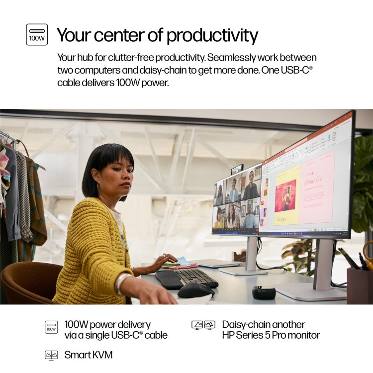 HP Series 5 Pro 524pm 24" IPS Full HD 100Hz USB-C Conferencing Monitor