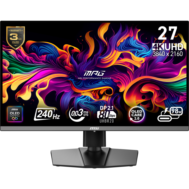 MSI MPG 272URX QD 27" 4K UHD QD-OLED 240Hz 0.03ms Gaming Monitor