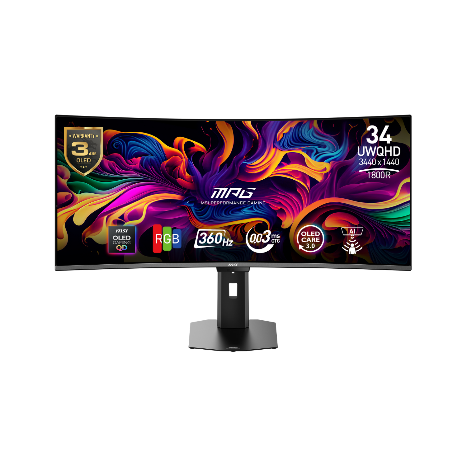 Msi Mpg 341Cqr X36 34 Oled Ultrawide Qhd 360Hz 0.03Ms Curved Gaming Monitor Black, Laptops Direct - 9S6-3DE29A-003