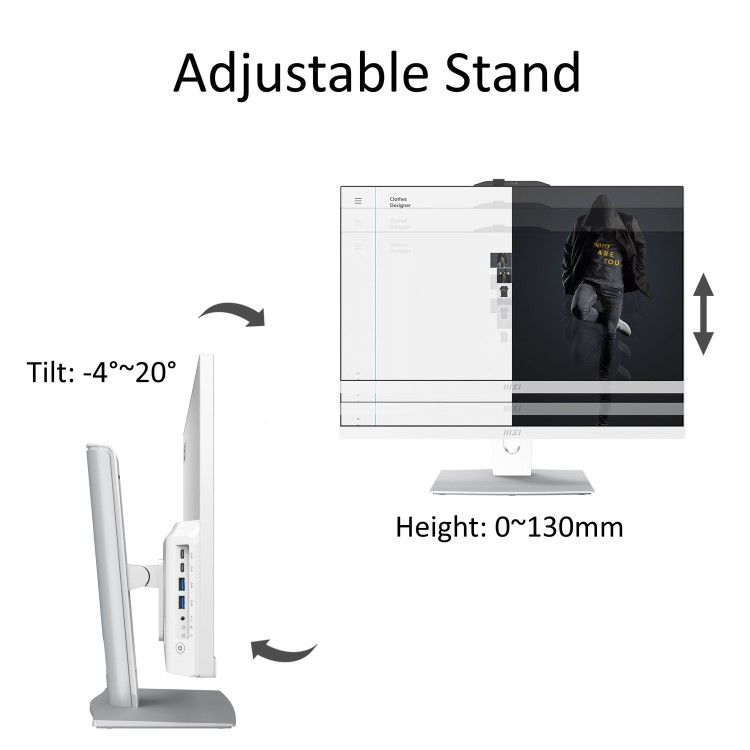 MSI Modern AM242TP Core i7-1165G7 16GB 512GB SSD Windows 11 Pro All-In-One PC - White