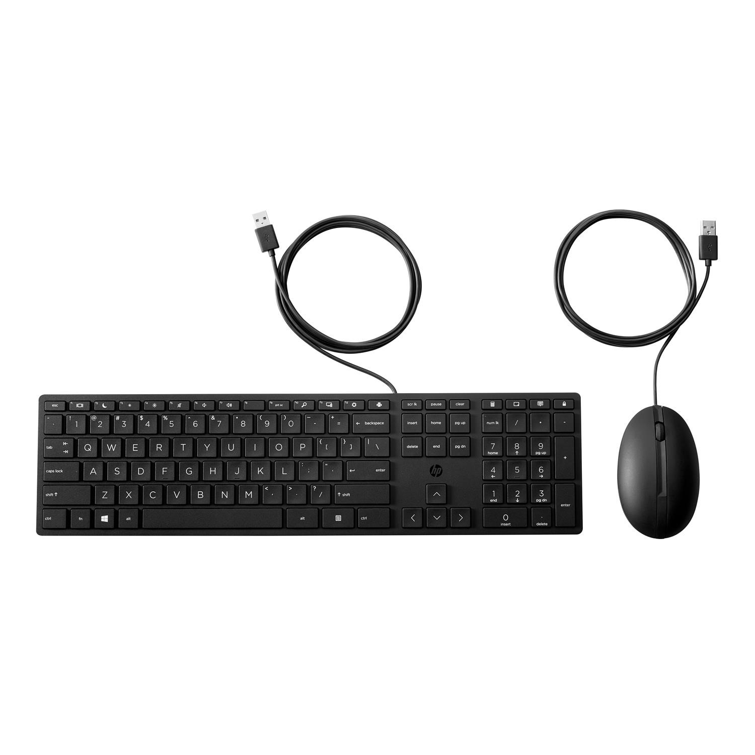 HP320Mk Full Size Wired Desktop Keyboard And Mouse Combo Black, Laptops Direct - 9SR36UT
