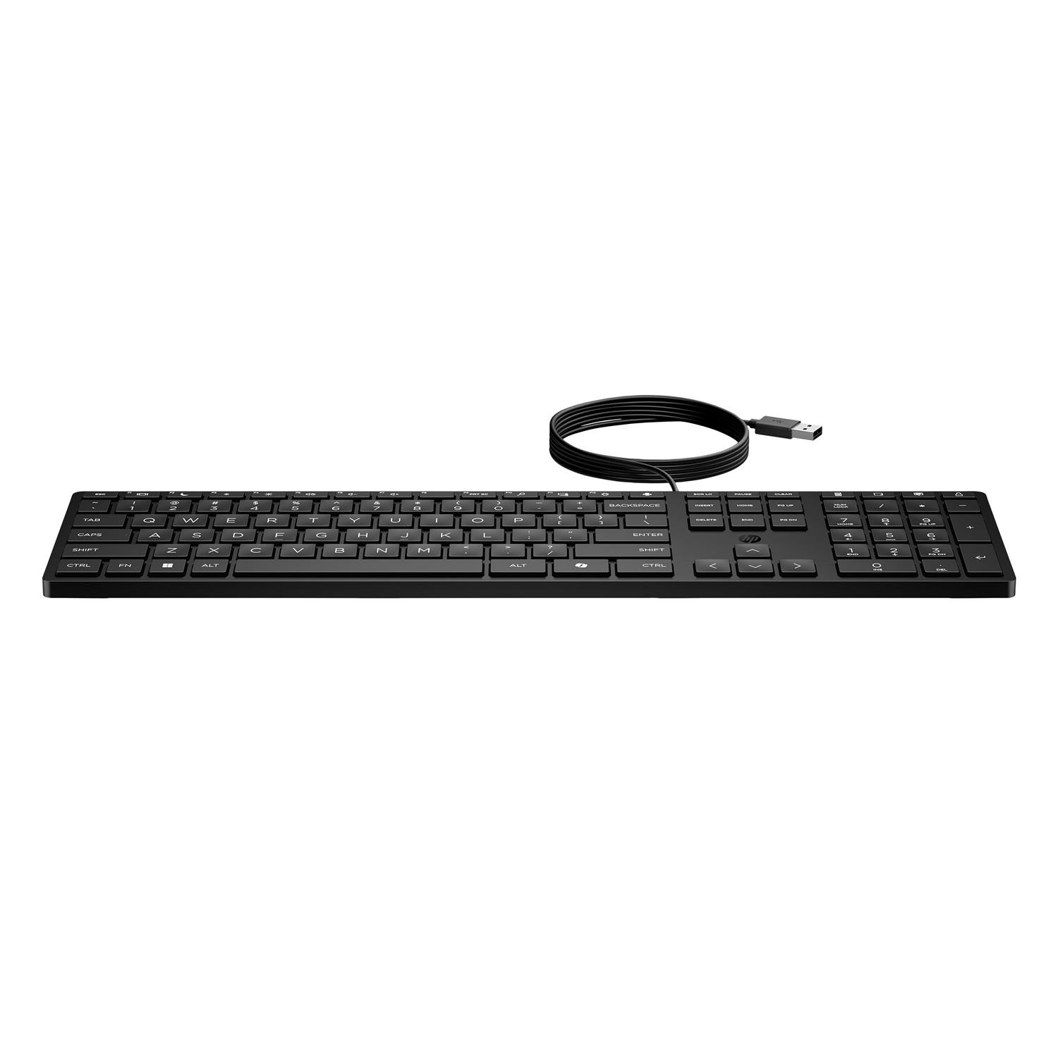 HPDesktop 320K Full Size Wired Membrane Keyboard Black, Laptops Direct - 9SR37UT