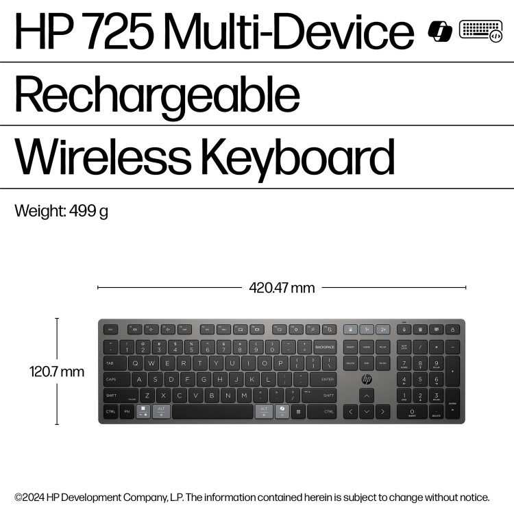 HP 725 Multi Device Full Size Wireless Keyboard