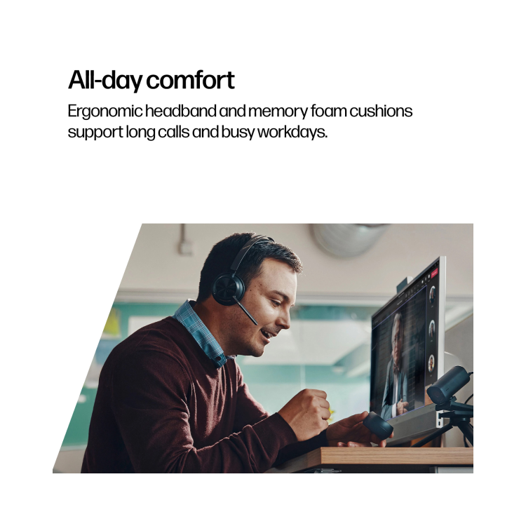 HP Poly Voyager Focus 2 On Ear Bluetooth Wireless Headset with Charging Stand