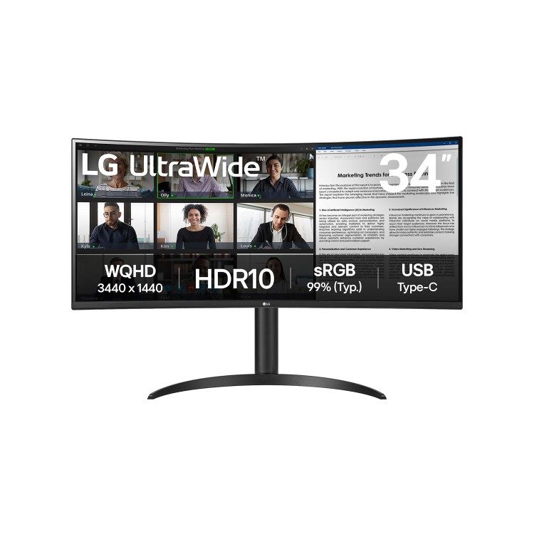 Refurbished LG 34WR55QK-B 34" VA QHD Ultrawide Curved Business/Gaming Monitor