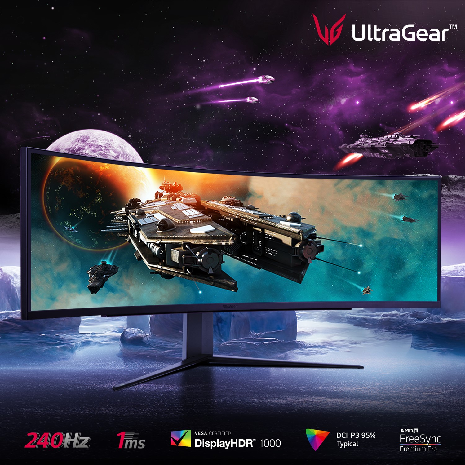 LG UltraGear 49GR85DC 49" Dual QHD 240Hz 1ms FreeSync Curved Gaming ...