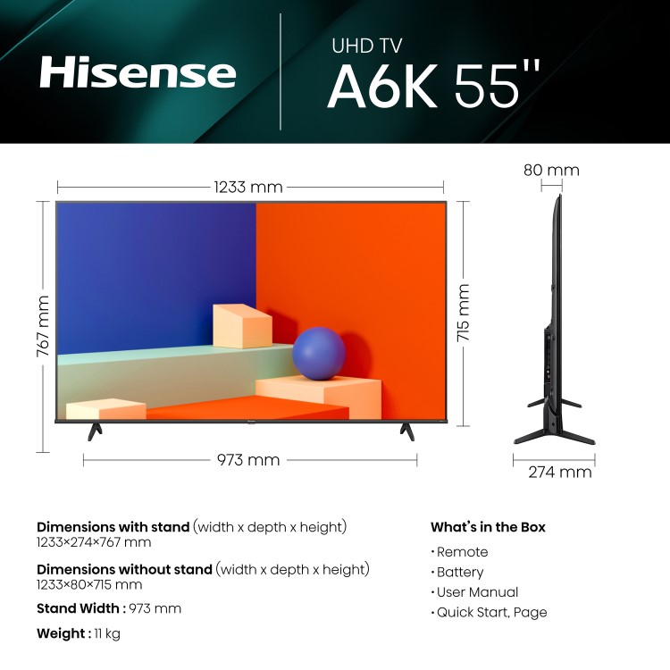 Refurbished Hisense 55" 4K Ultra HD with HDR10 LED Freeview HD Smart TV