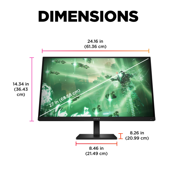 Refurbished HP OMEN 27" IPS QHD 165Hz 1MS Gaming Monitor