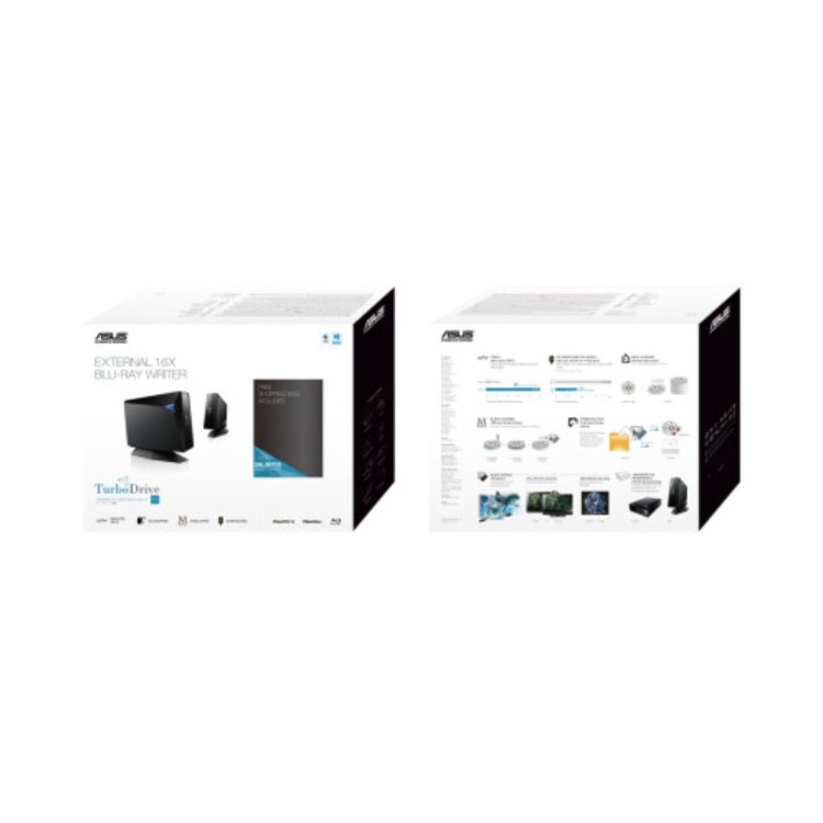 GRADE A1 - ASUS BW-16D1H-U PRO External Bl-Ray DVD Combo Disc Drive