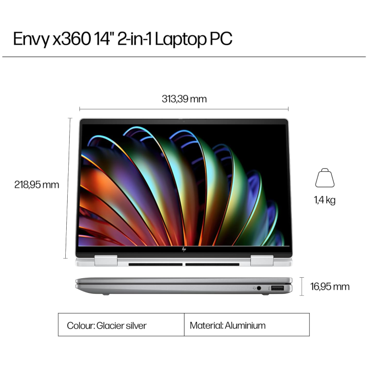 Refurbished HP Envy x360 AMD Ryzen 5 16GB RAM 512GB SSD 14 Inch Windows 11 Touchscreen Convertible Laptop
