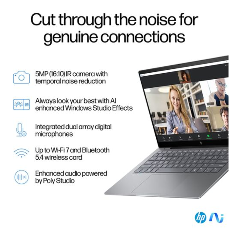 Refurbished HP OmniBook X 14-fe0500na Copilot+ PC SnapDragon X1E-78-100 16GB RAM 512GB SSD 14 Inch Windows 11 Touchscreen Laptop - Silver