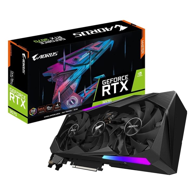 Box Opened Gigabyte AORUS GeForce RTX 3070 MASTER 8GB V2 LHR Graphics Card