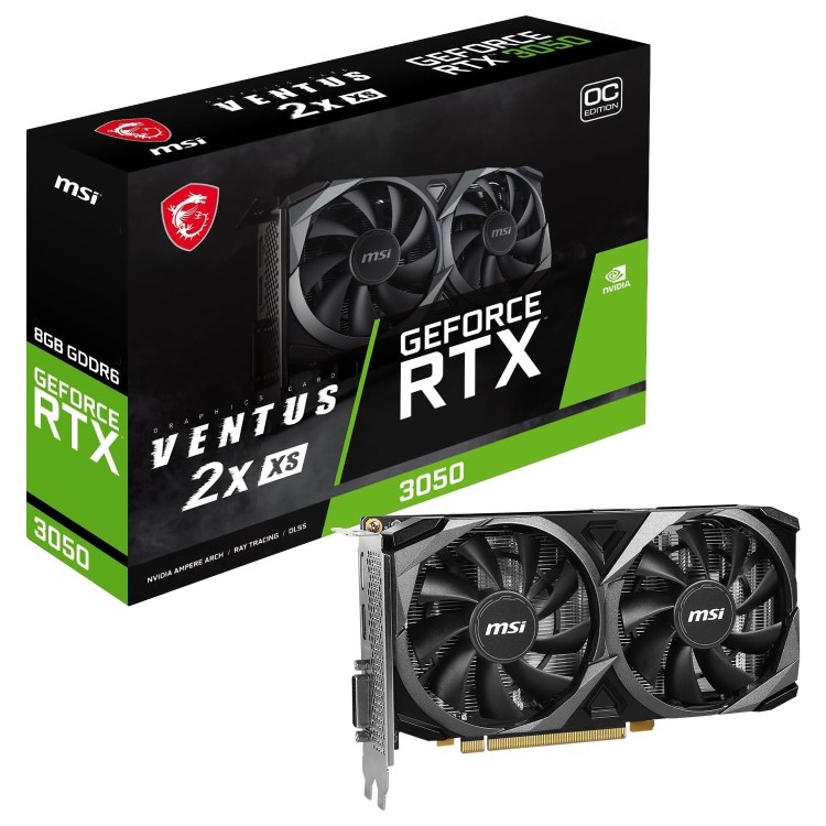 Box Opened MSI GeForce RTX 3050 VENTUS 2X XS 8GB 1807MHz GDDR6 OC Gaming Graphics Card