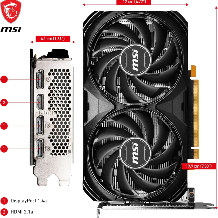 Box Opened MSI GeForce RTX 4060 VENTUS 2X BLACK 8GB OC GDDR6X Graphics Card