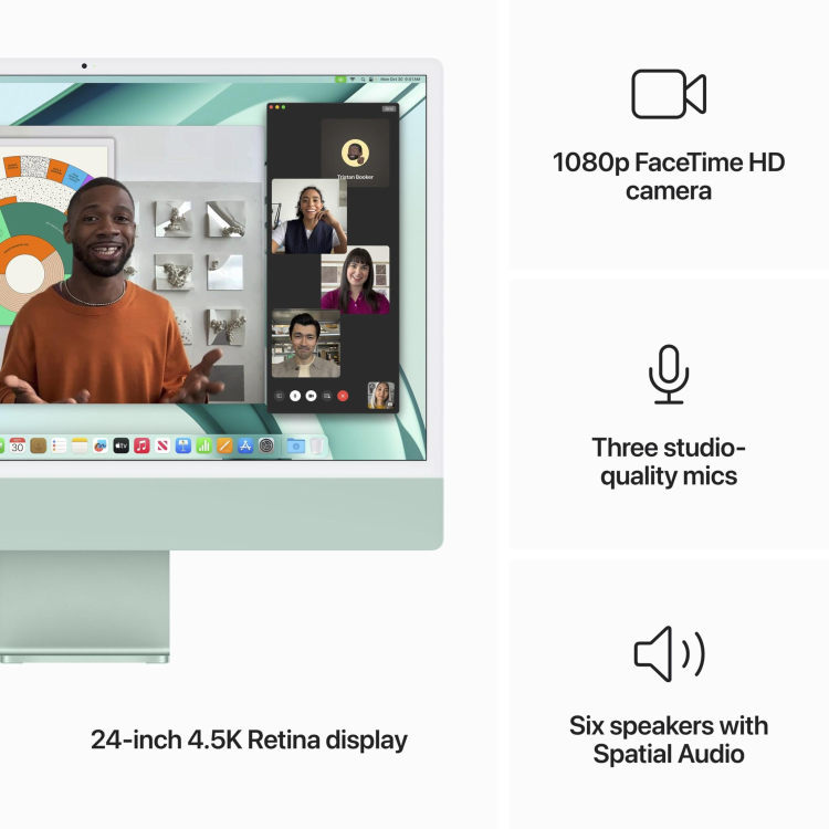 Refurbished Apple iMac 2023 M3 8 Core CPU 8 Core GPU 8GB 256GB SSD 24 Inch 4.5K All-in-One - Green