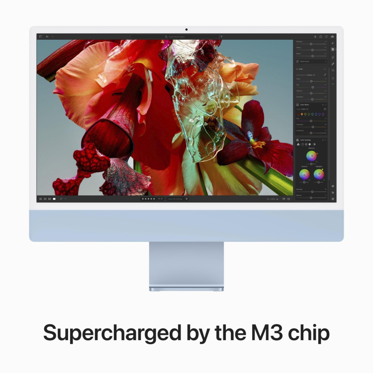 Refurbished Apple iMac 2023 M3 8-Core CPU 10-Core GPU 8GB RAM 256GB SSD 24 Inch 4.5K All-in-One PC - Blue