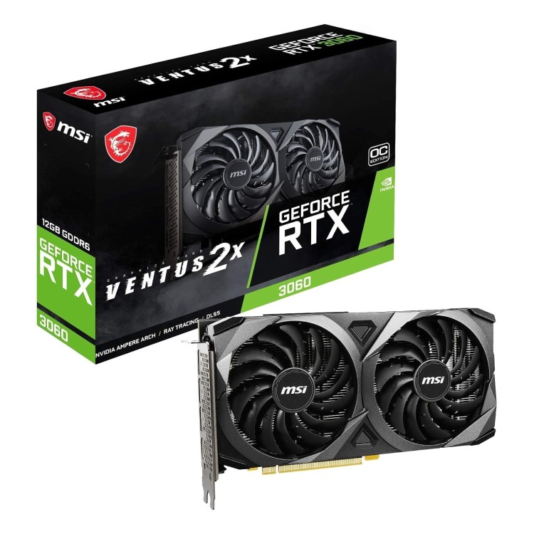 Box Opened MSI GeForce RTX 3060 VENTUS 2X 12GB 1807MHz GDDR6 OC Gaming Graphics Card