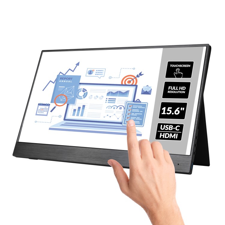 electriQ eiQ-15FHDPMT 15.6" IPS Full HD HDR Touch Screen USB-C Portable Monitor