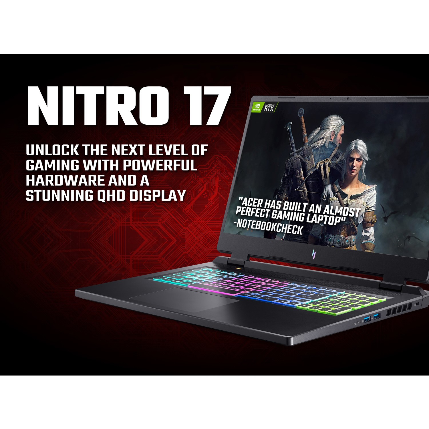 Acer Nitro 17 AN17-51 Intel Core i7 16GB 1TB RTX 4060 165Hz QHD 17.3 ...