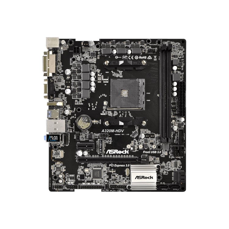 Asrock A320M-HDV AMD A320 AM4 Micro ATX 2 DDR4 VGA DVI HDMI M.2 RAID