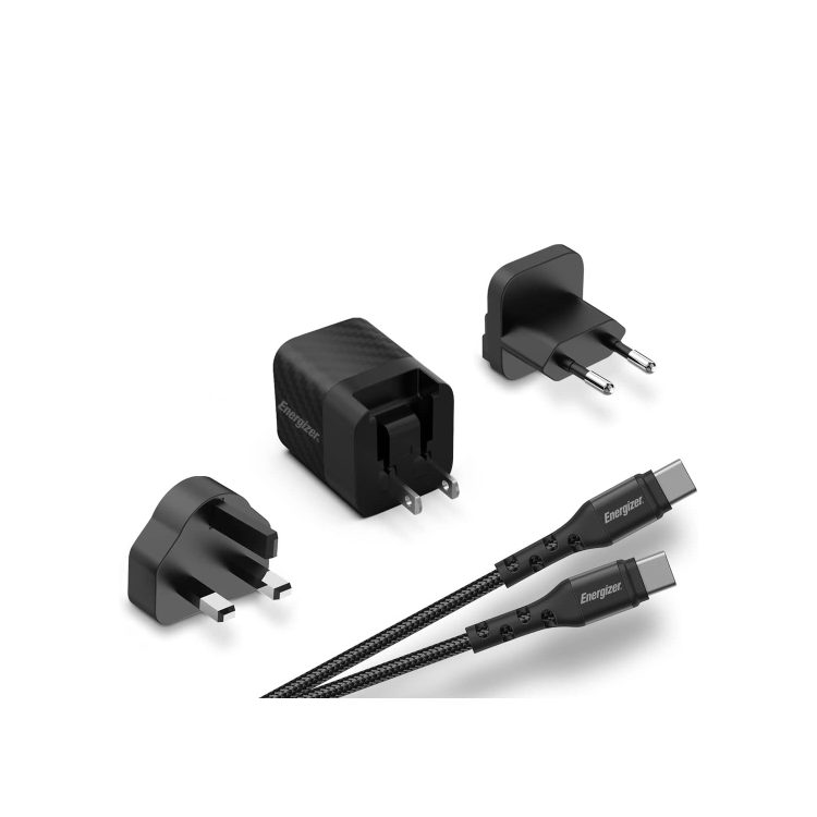 Energizer 38W 1x USB-A and 1x USB-C Wall Charger with USB-C Cable - Black