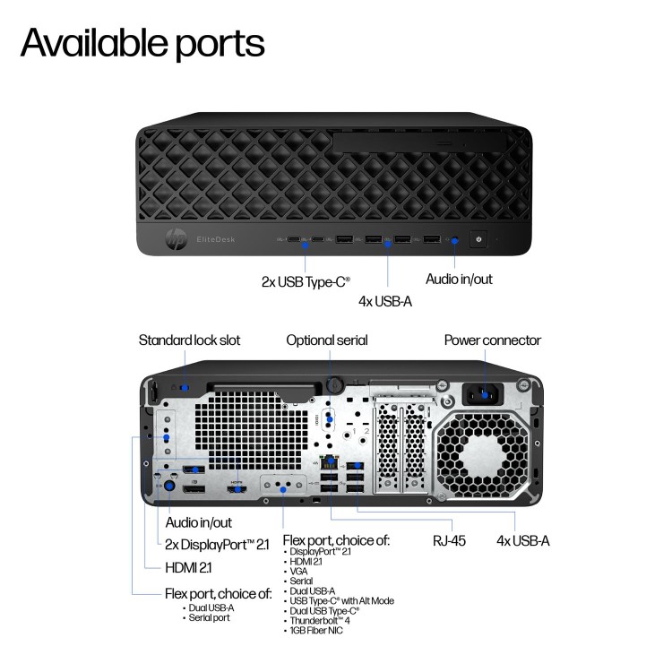EliteDesk 8 SFF G1i Desktop AI PC, Windows 11 Pro, Intel Core™ Ultra 7, 16GB RAM, 1TB SSD, NVIDIA RTX™ A400