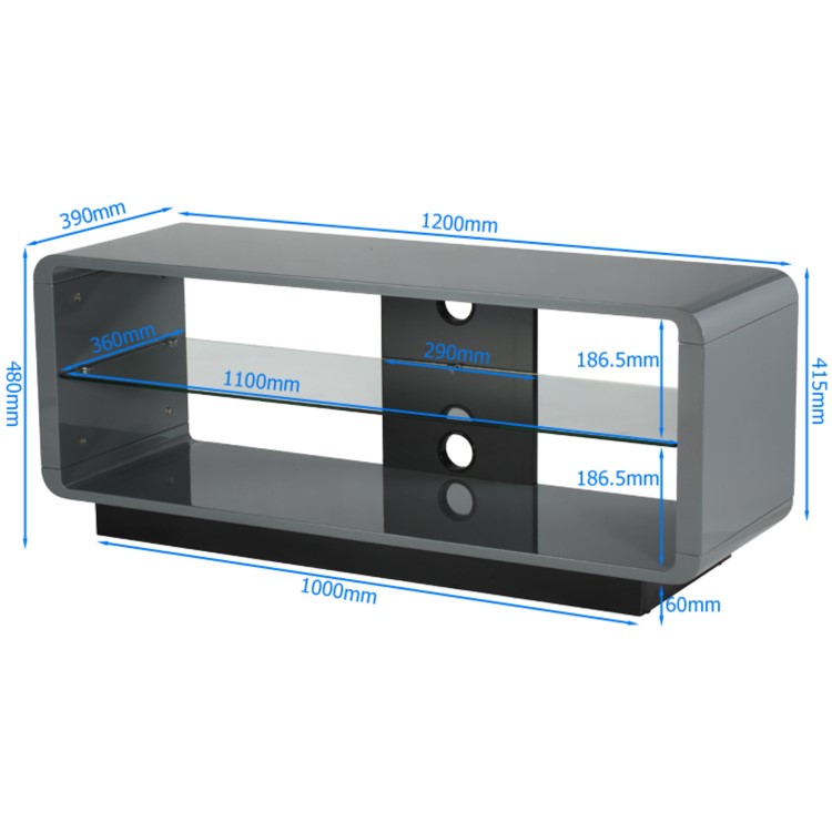 Alphason ADLU1200-GRY Luna TV Stand for up to 60" TVs - Grey