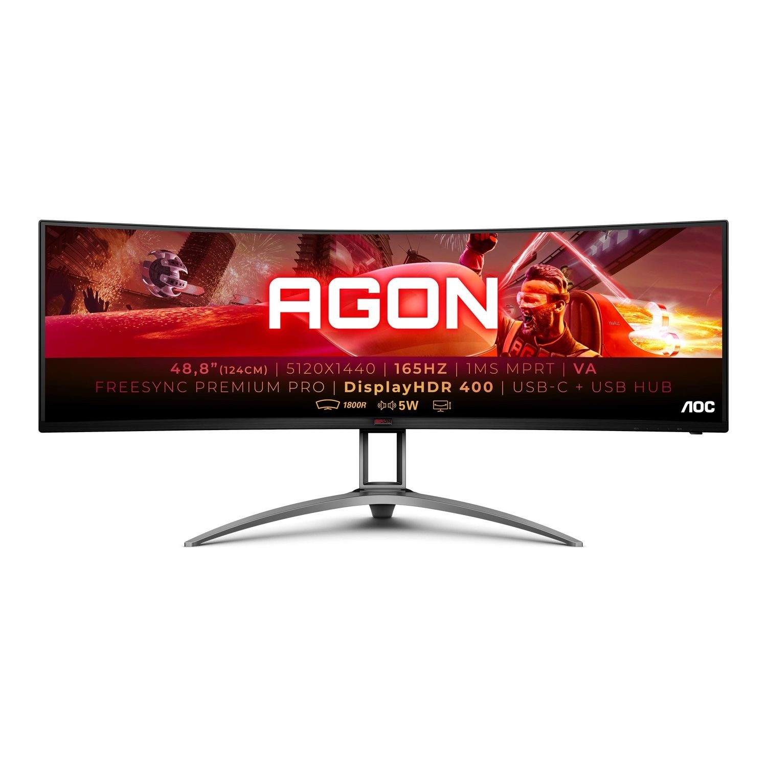 AOC AGON 49 Dual-QHD 165Hz 1MS HDR Curved Gaming Monitor