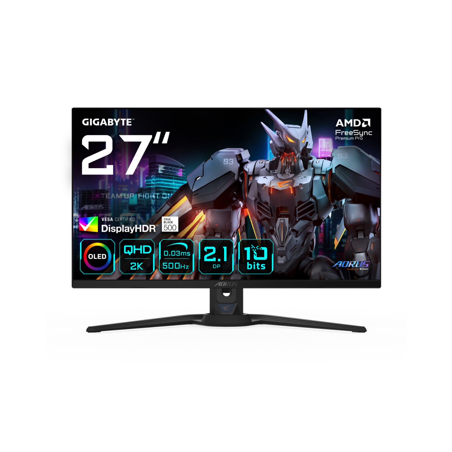 Laptops Direct - Gigabyte Aorus Fo27q5p 27 Oled Qhd 500Hz 0.03Ms Gaming Monitor Black - AORUS FO27Q5P-EK