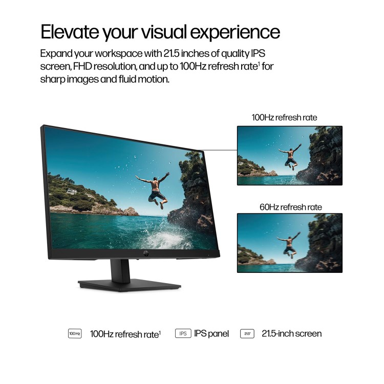 Hewlett Packard HP 322ph - Series 3 Pro - LED monitor - 22" 21.5" viewable - 1920 x 1080 Full HD 1080p  100 Hz - IPS - 250 cd/m² - 1000_1 - 5 ms - HDMI VGA DisplayPort - speakers - black -
